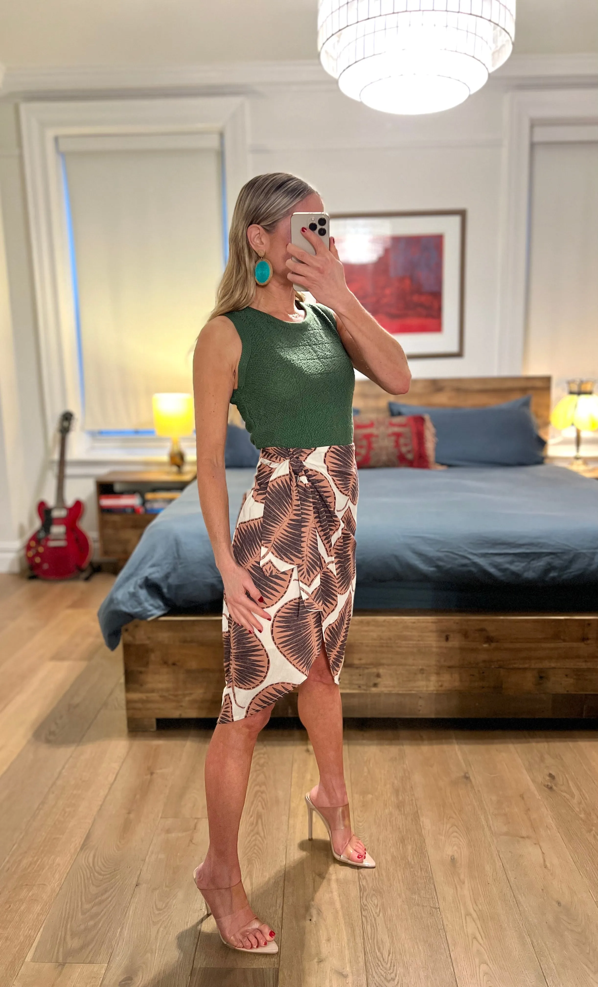 Leaf Print skirt - Coffee