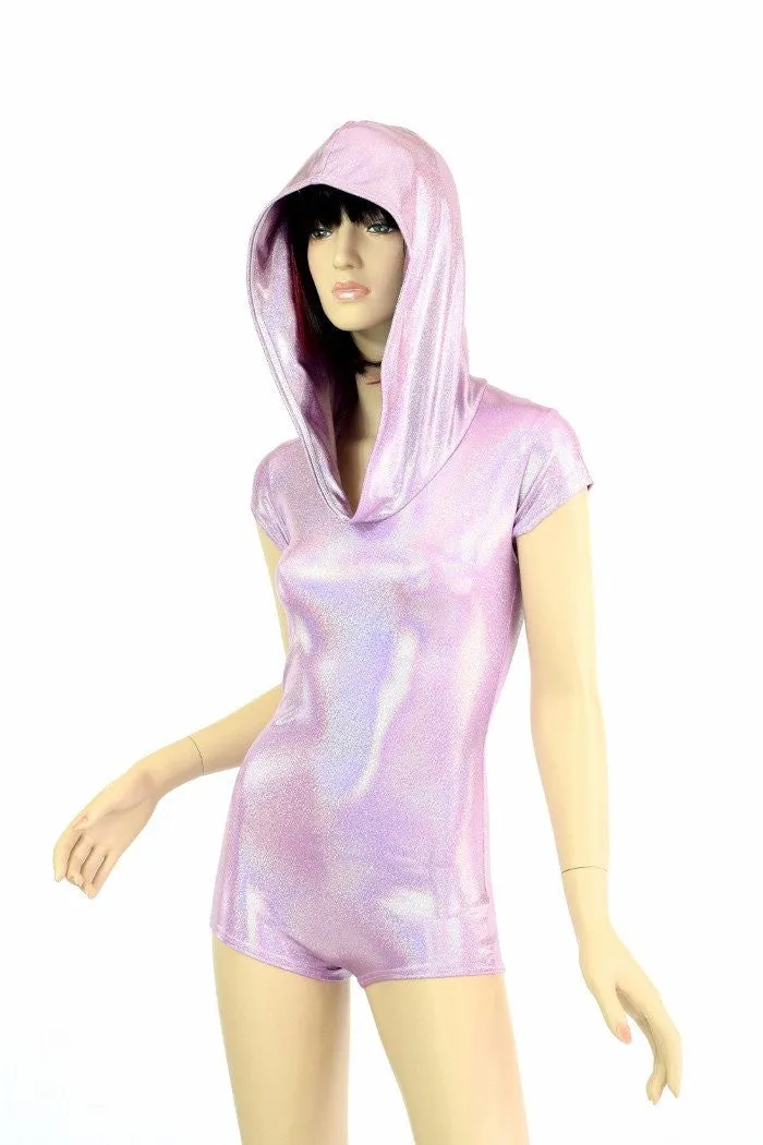 Lilac Holographic Hoodie Romper