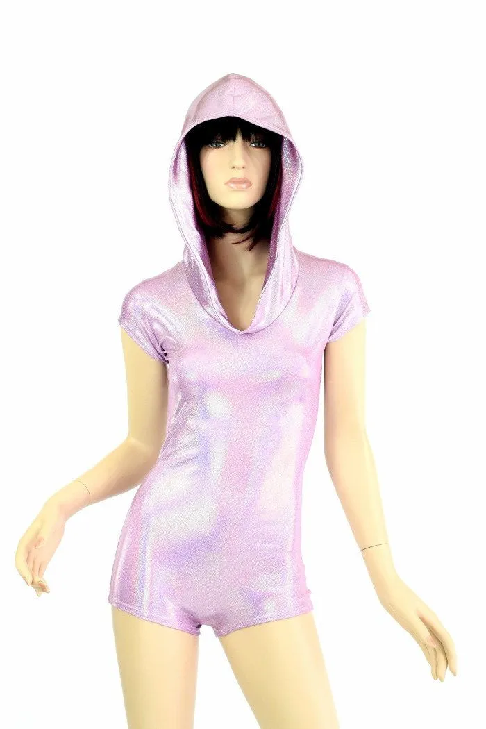 Lilac Holographic Hoodie Romper