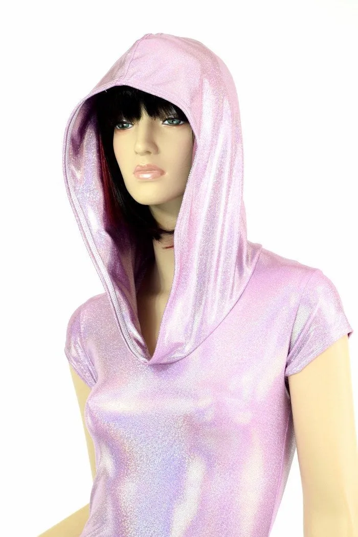 Lilac Holographic Hoodie Romper