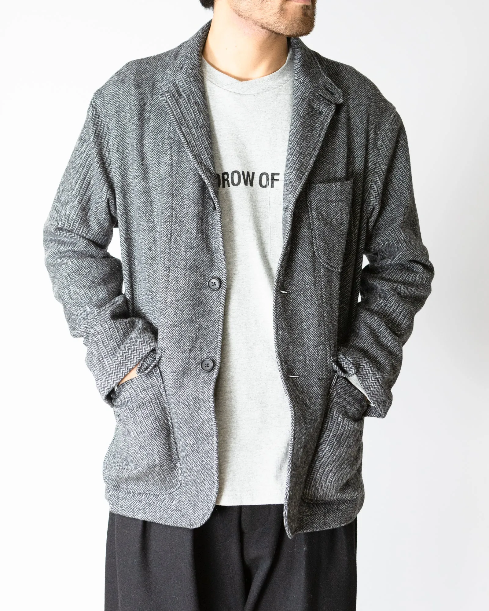 Loiter Jacket – Grey Herringbone Poly Wool