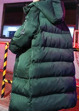 Luxury green winter parkas Loose fitting snow jackets winter hooded zippered coats