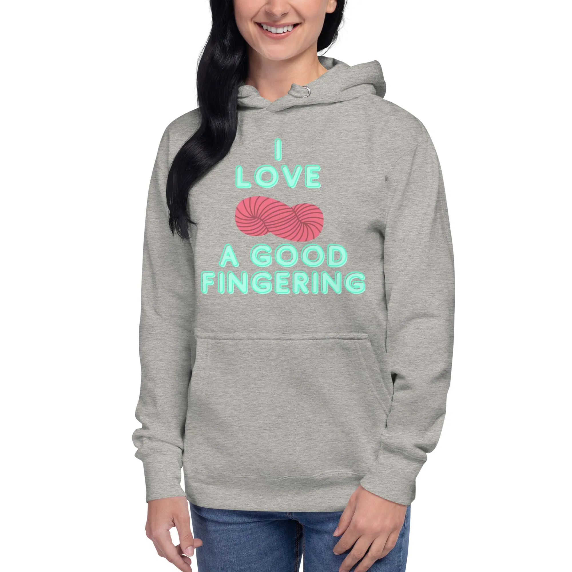 MADE TO ORDER I love a good fingering funny yarnie yarn lover knitting crochet maker hoodie fiber artist