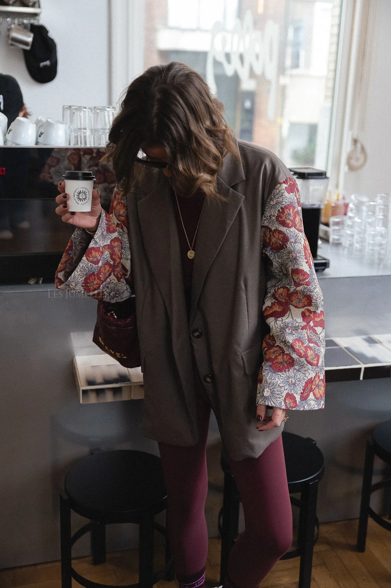 Madeline blazer taupe/burgundy