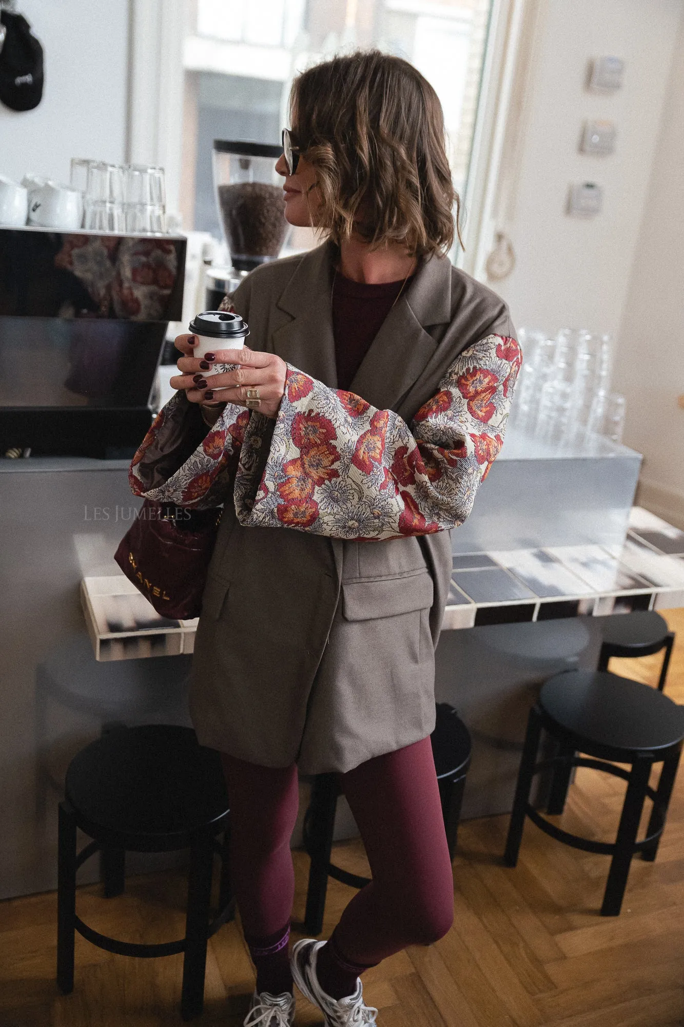 Madeline blazer taupe/burgundy