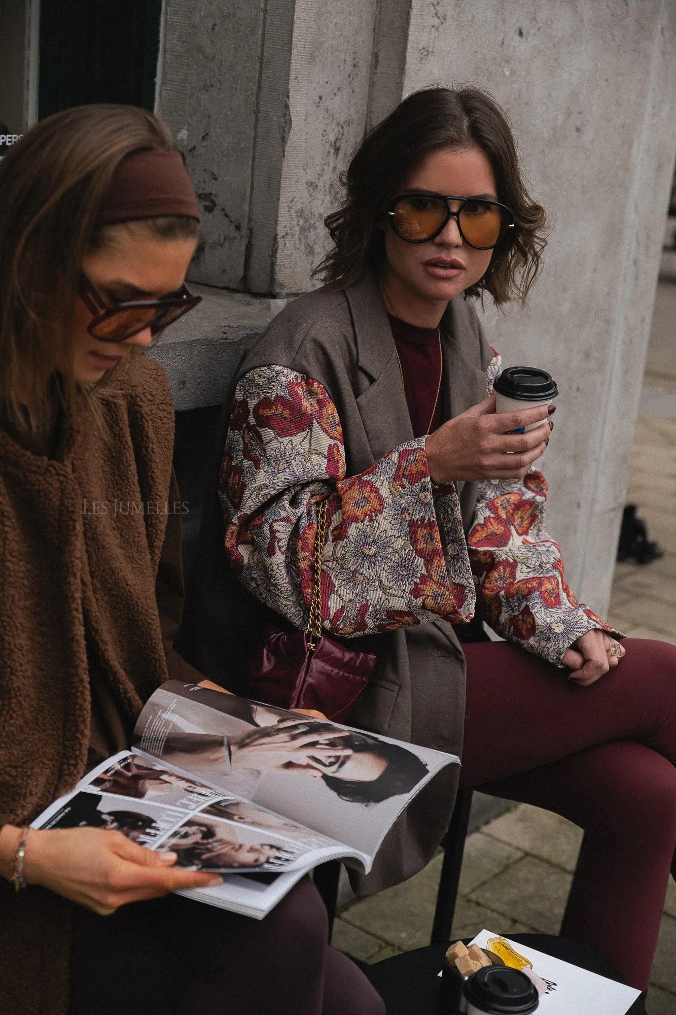 Madeline blazer taupe/burgundy