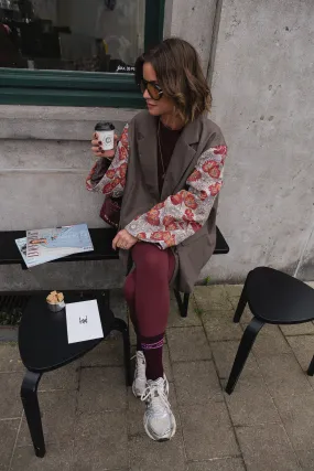 Madeline blazer taupe/burgundy