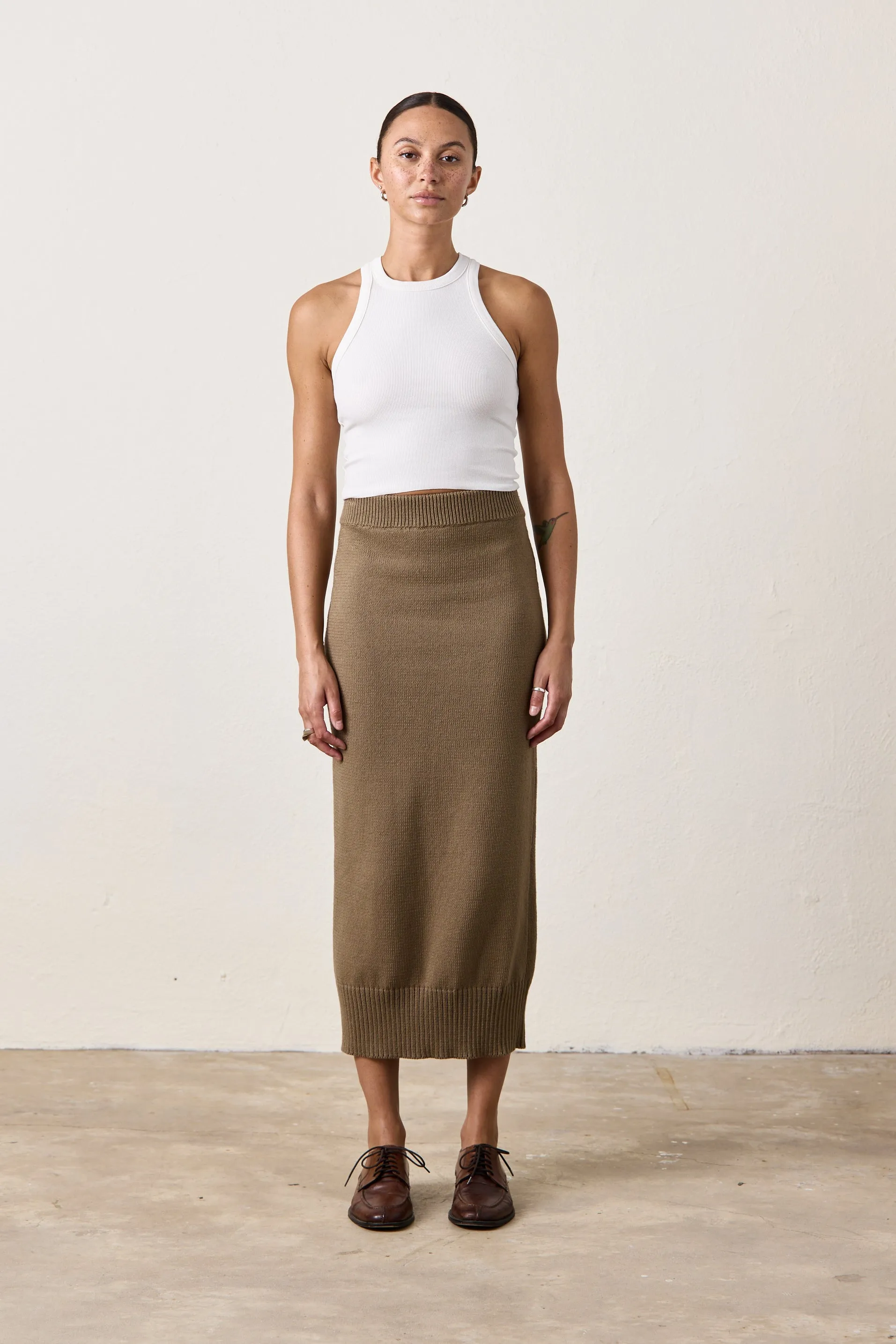 MARIE KNIT SKIRT / KHAKI