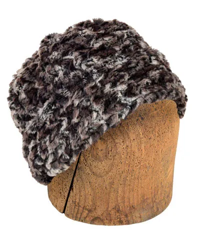 Men's Beanie Hat, Reversible - Luxury Faux Fur in Calico