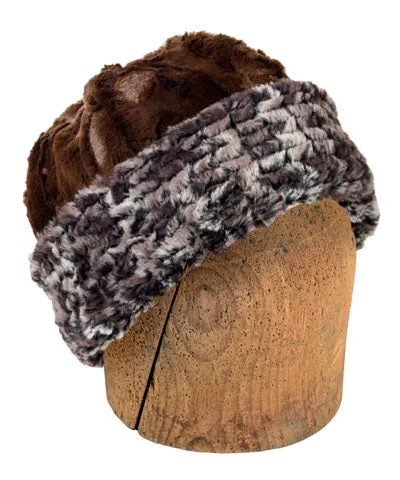 Men's Beanie Hat, Reversible - Luxury Faux Fur in Calico