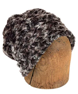 Men's Beanie Hat, Reversible - Luxury Faux Fur in Calico