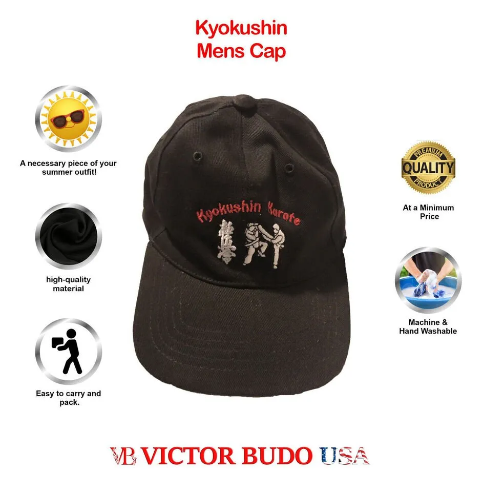 MEN'S BLACK KYOKUSHIN ADJUSTABLE CAP - ONE SIZE FITS ALL