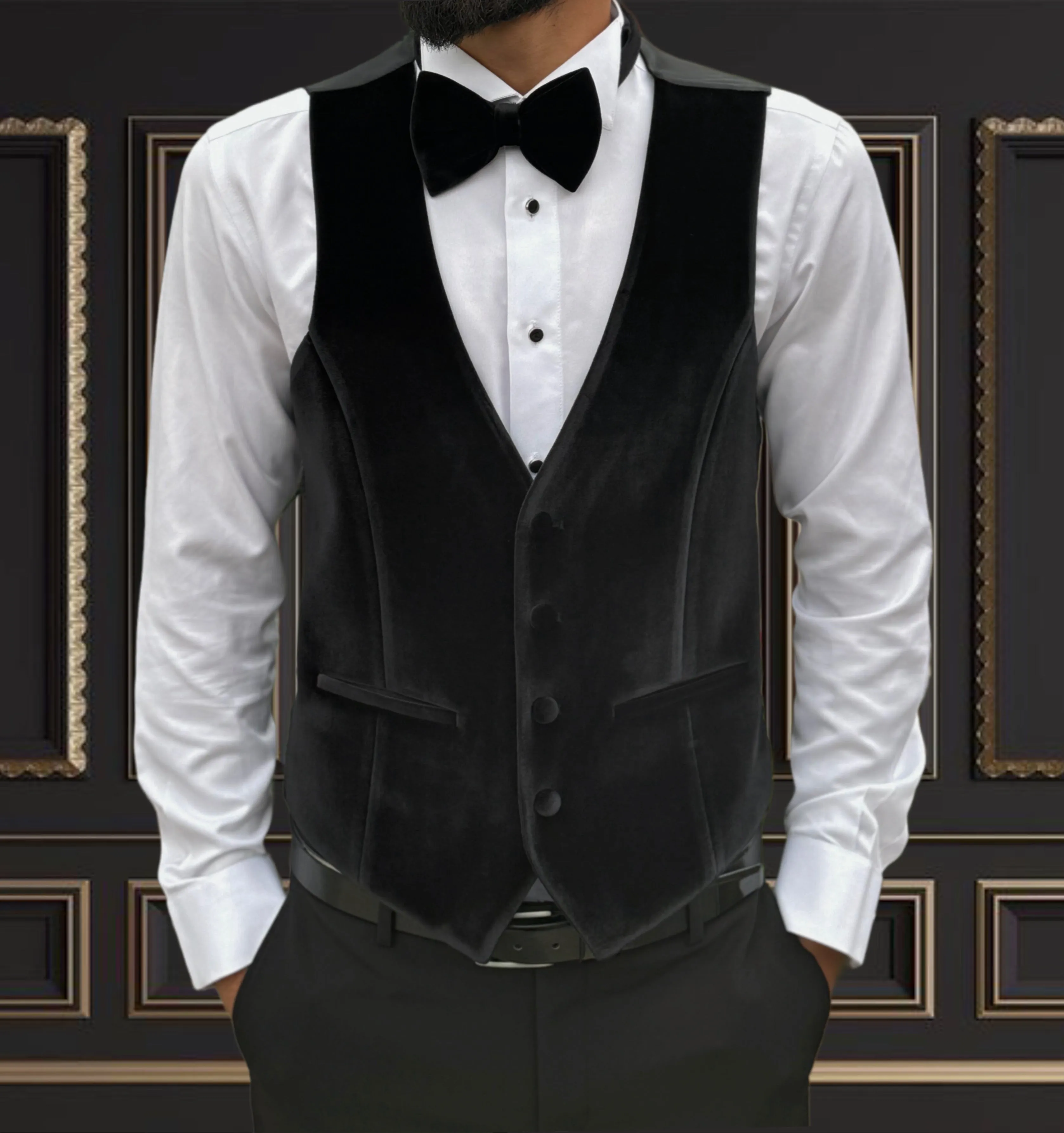 Men's Black Tuxedo with Velvet Peak Lapel | Classic Formal Wear for Any Event