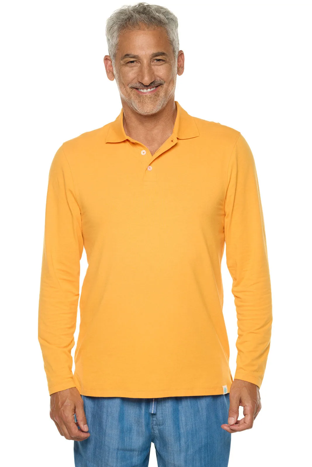 Men's Coppitt Long Sleeve Weekend Polo  |  Apricot Crush