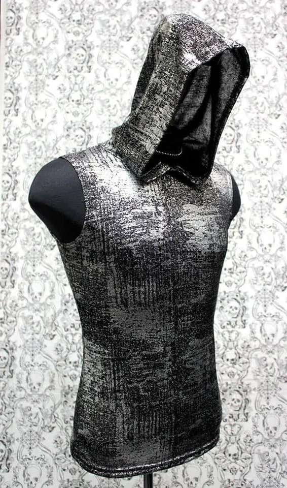 MEN'S HOODIE T - METALLIC SILVER