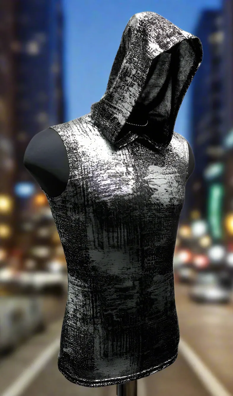 MEN'S HOODIE T - METALLIC SILVER