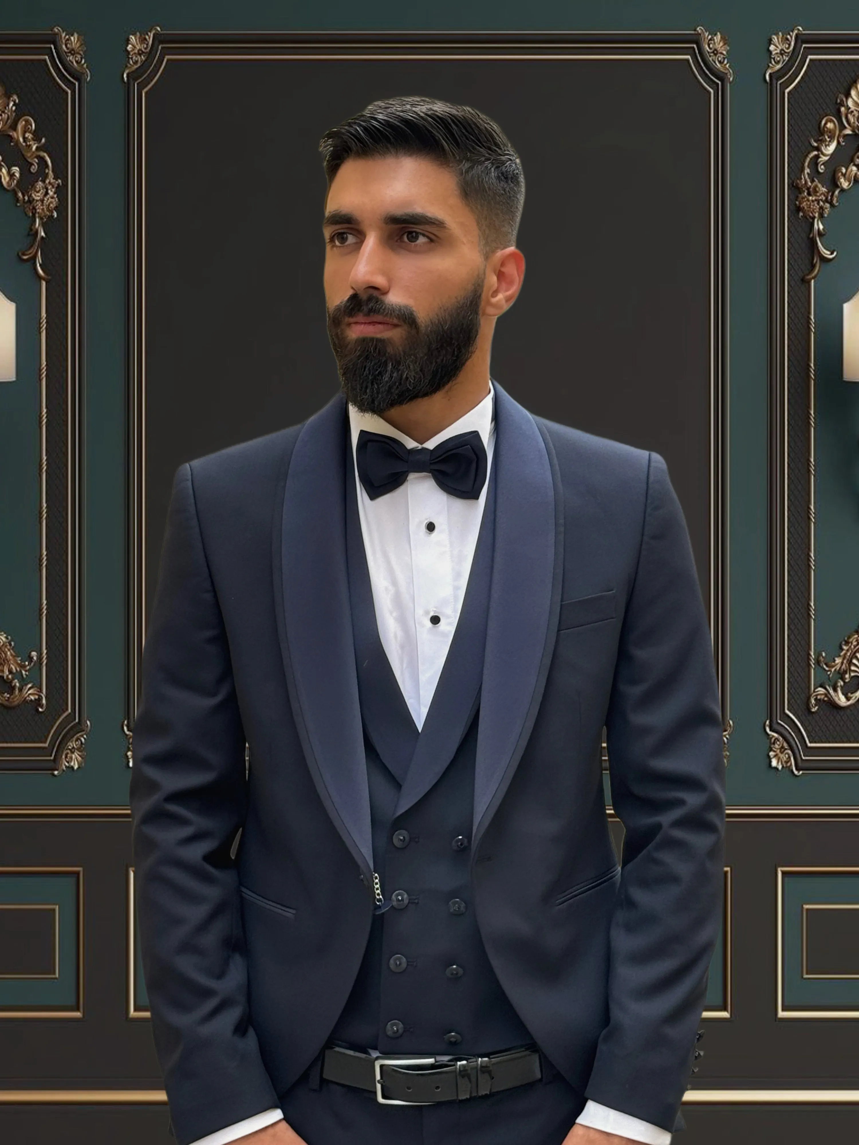 Men's Navy Blue Tuxedo with Shawl Lapel | Classic Formal Tuxedo