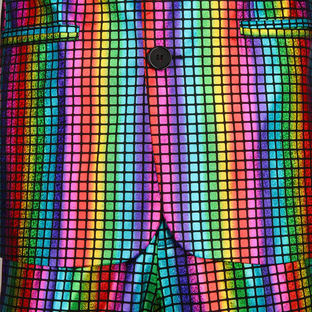 Men's Rainbow Disco Costume Party Outfits Halloween Cosplay