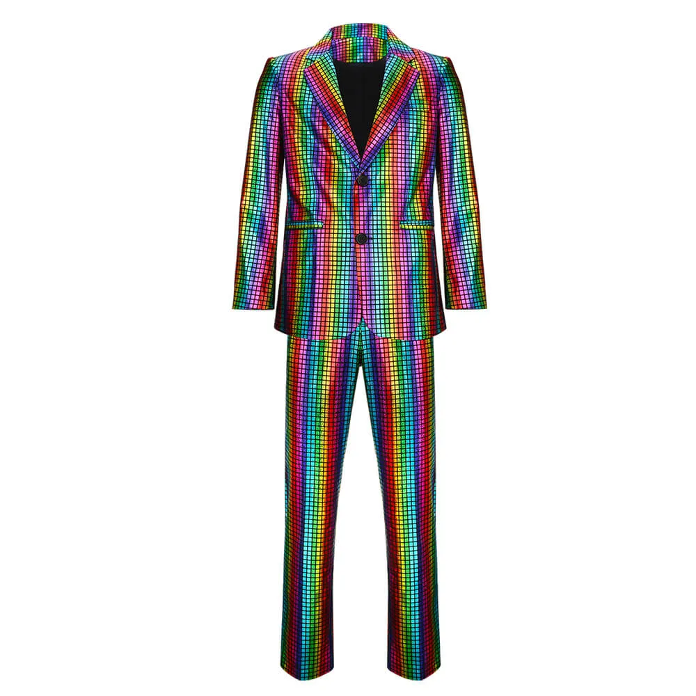 Men's Rainbow Disco Costume Party Outfits Halloween Cosplay