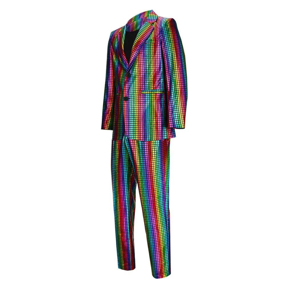 Men's Rainbow Disco Costume Party Outfits Halloween Cosplay