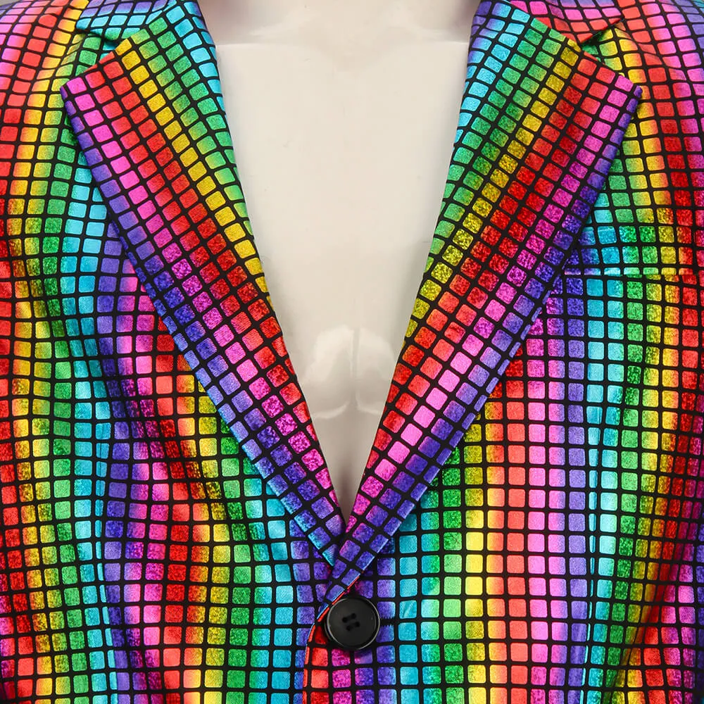 Men's Rainbow Disco Costume Party Outfits Halloween Cosplay