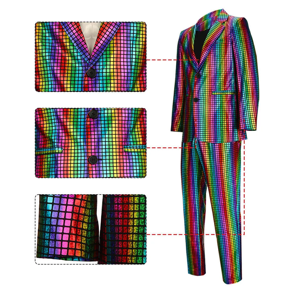 Men's Rainbow Disco Costume Party Outfits Halloween Cosplay