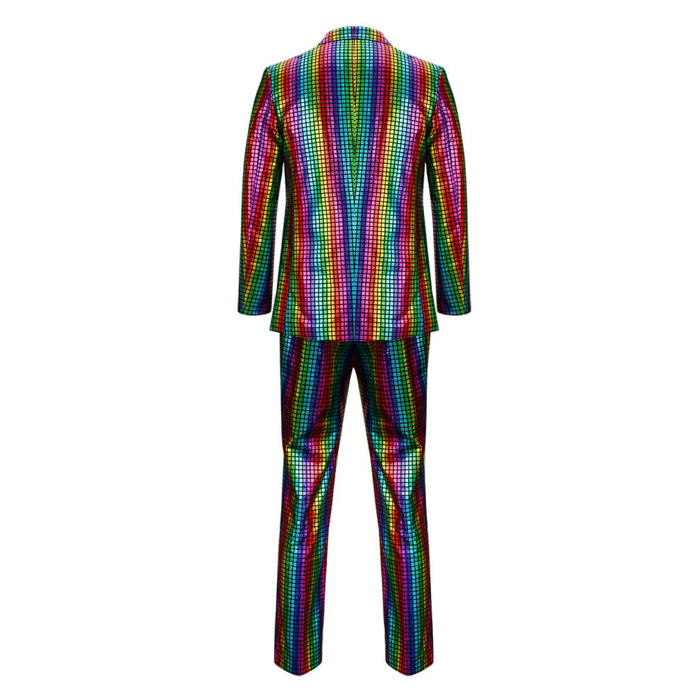 Men's Rainbow Disco Costume Party Outfits Halloween Cosplay