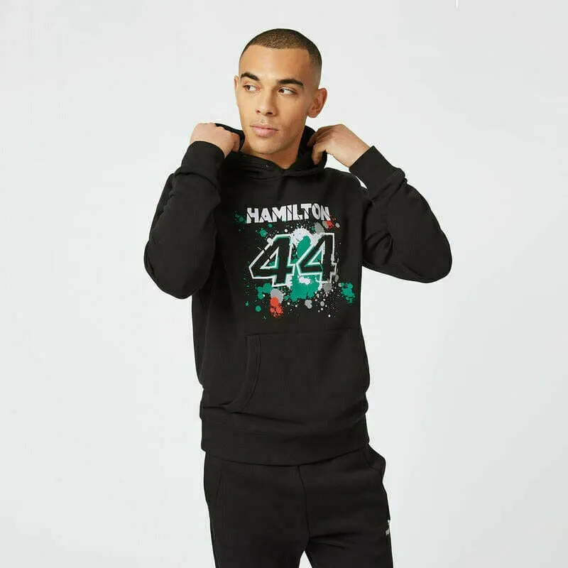 Mercedes Benz AMG Petronas F1 Men's Lewis Hamilton #44 Hooded Sweatshirt - Black