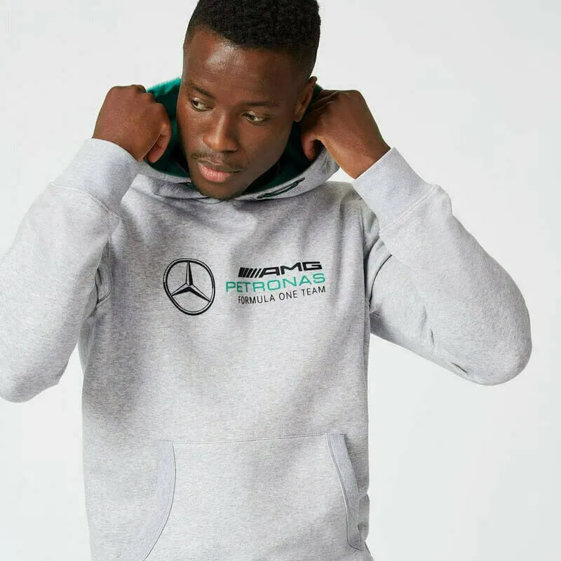 Mercedes Benz AMG Petronas F1 Unisex Logo Hooded Sweatshirt -Black/Gray