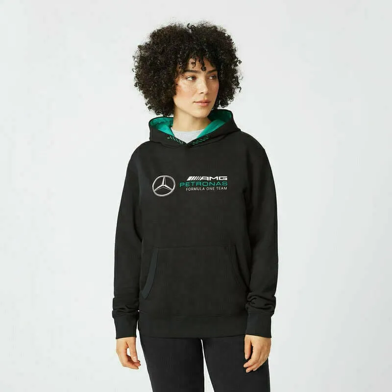 Mercedes Benz AMG Petronas F1 Unisex Logo Hooded Sweatshirt -Black/Gray