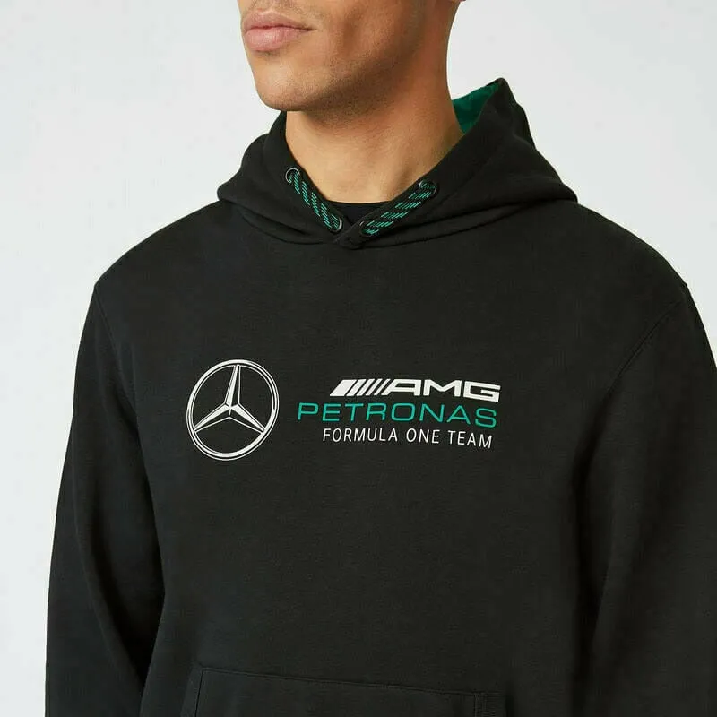 Mercedes Benz AMG Petronas F1 Unisex Logo Hooded Sweatshirt -Black/Gray