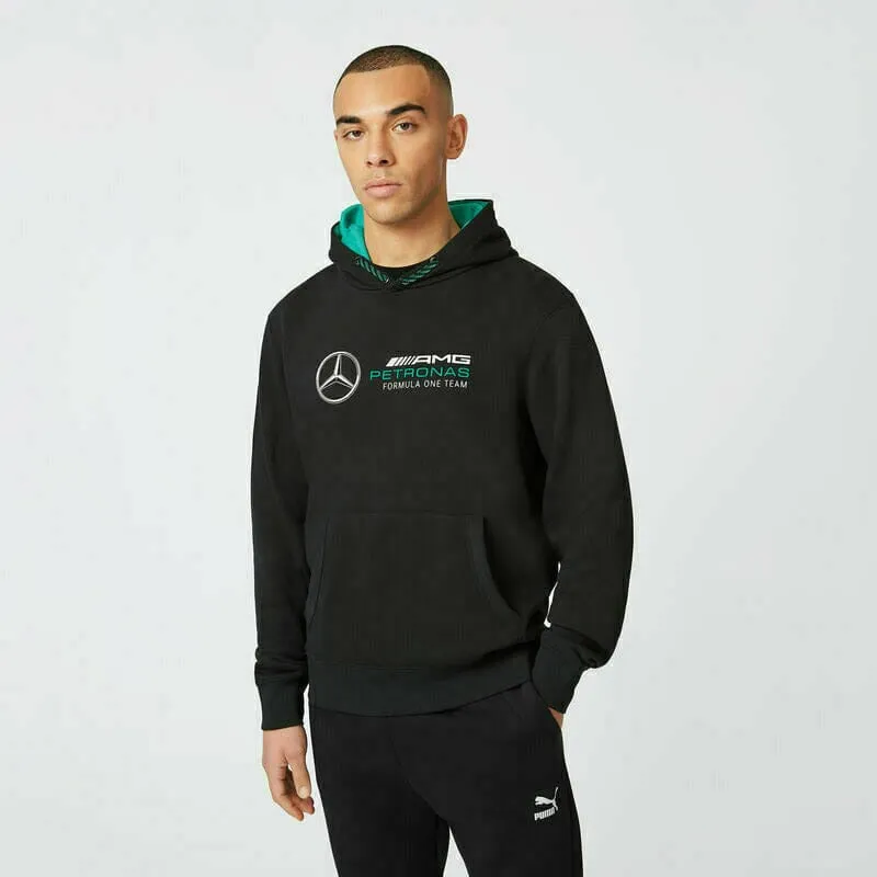 Mercedes Benz AMG Petronas F1 Unisex Logo Hooded Sweatshirt -Black/Gray