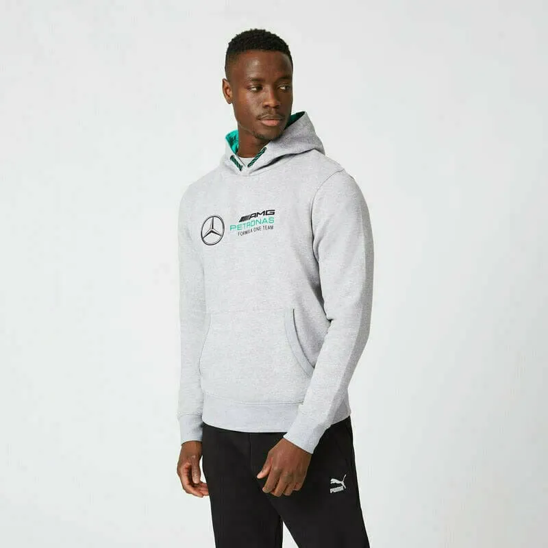 Mercedes Benz AMG Petronas F1 Unisex Logo Hooded Sweatshirt -Black/Gray