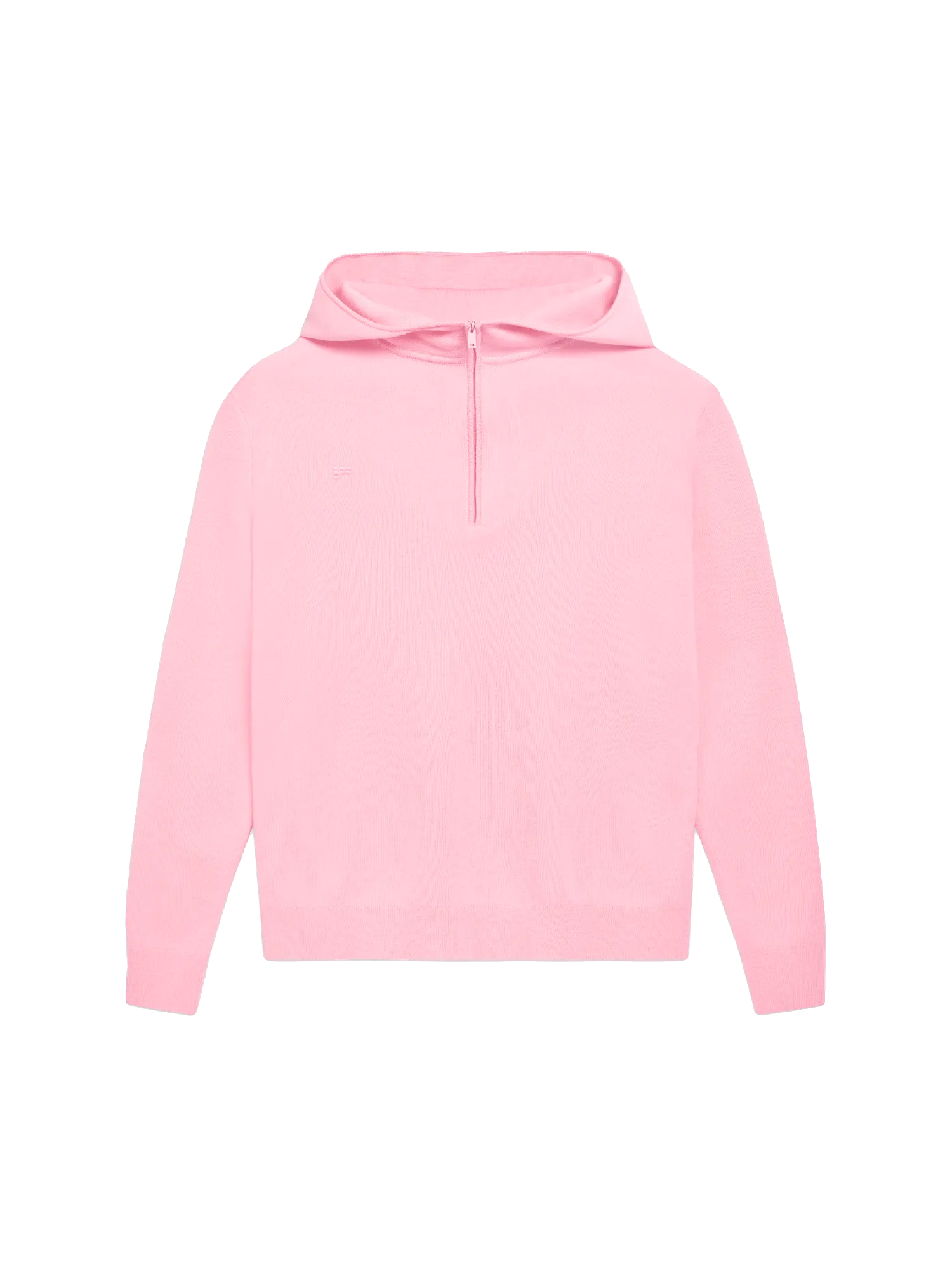 Merino Wool Half Zip Hoodie—sakura pink