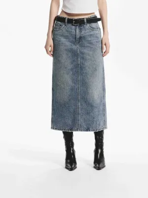 Midi Straight Denim Skirt