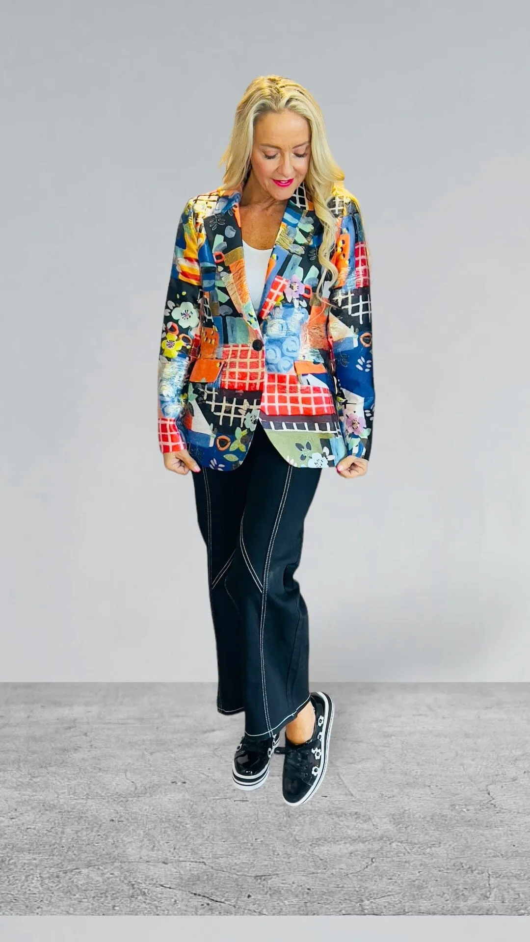 MULTI PRINT COLORFUL BLAZER