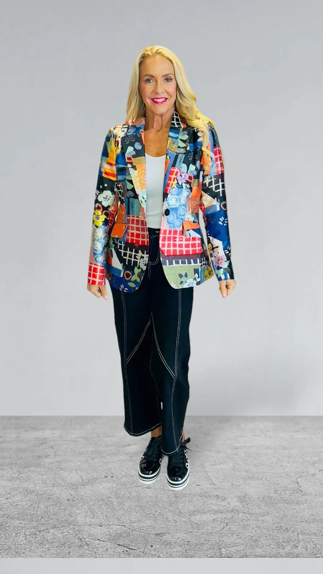 MULTI PRINT COLORFUL BLAZER