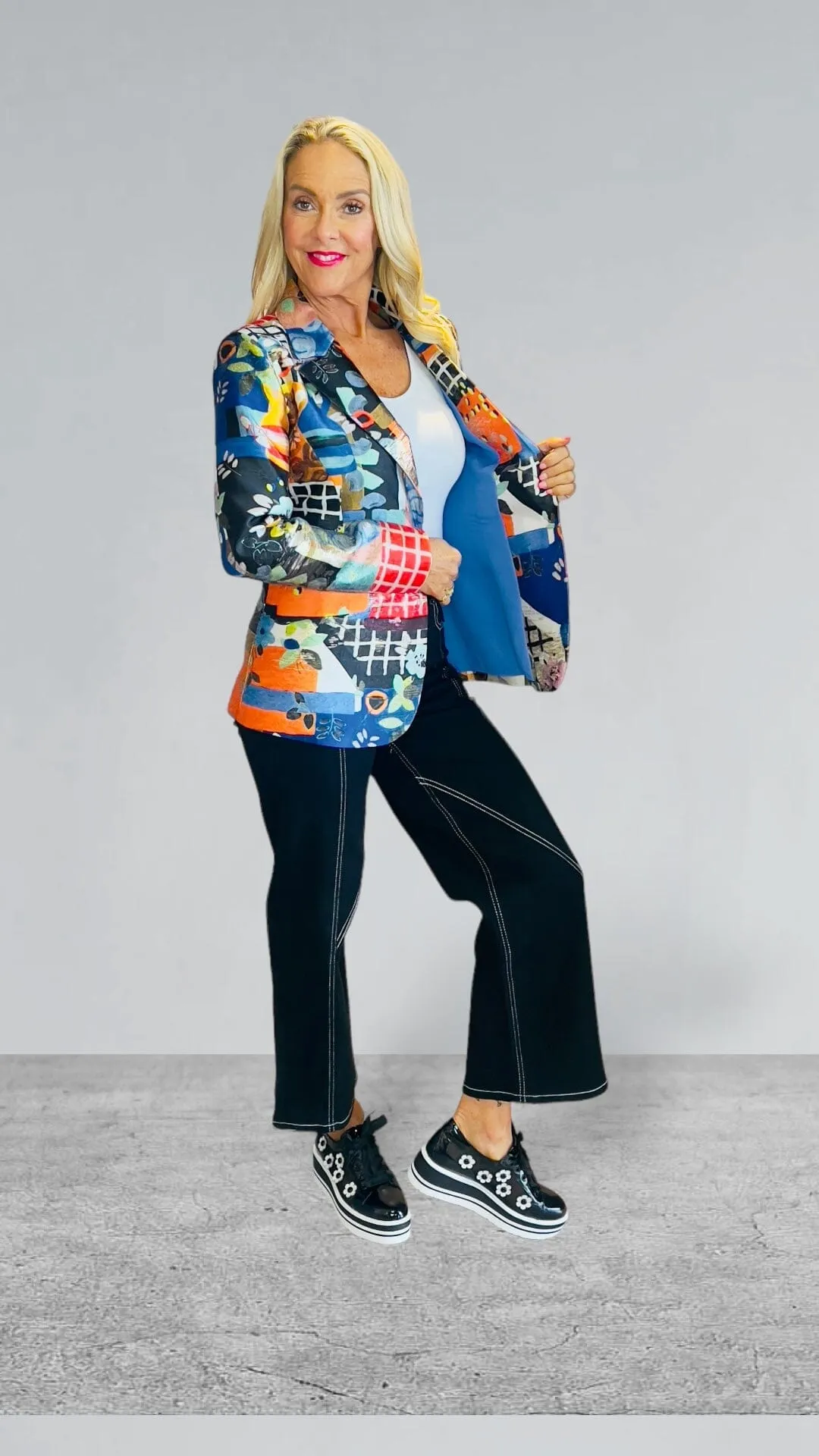 MULTI PRINT COLORFUL BLAZER