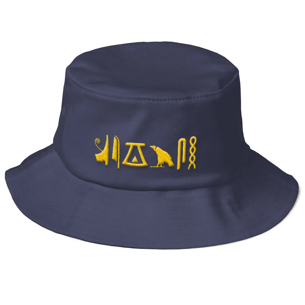 Negash ™ Gold Hieroglyphic Old School Bucket Hat