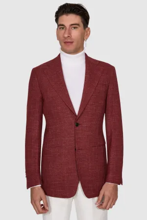 New SUITREVIEW Elmhurst Berry Red Wool and Linen Blazer - Size 38L and 42S