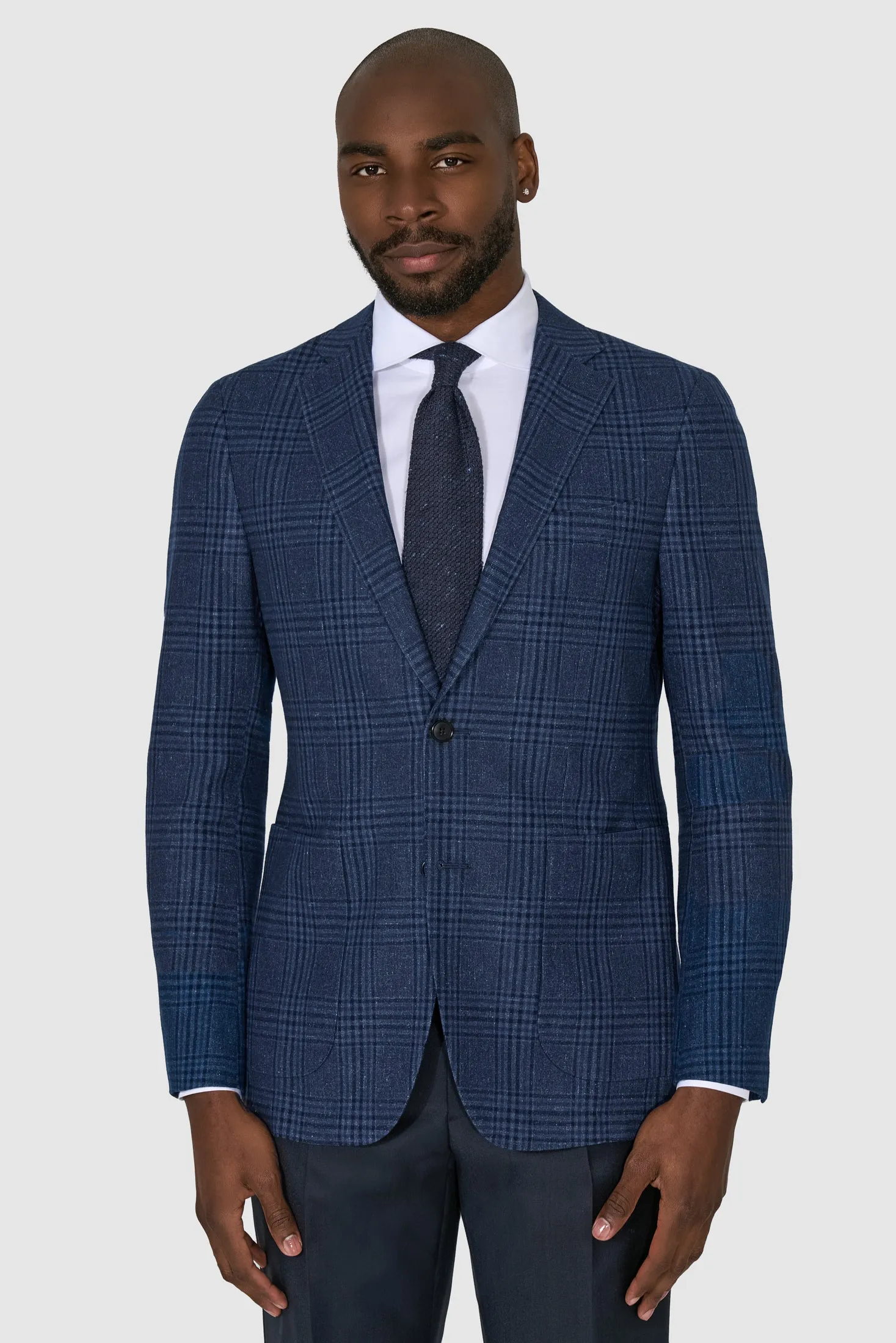 New Suitsupply Havana Navy Check Wool, Silk, Cashmere Blazer - Size 38R