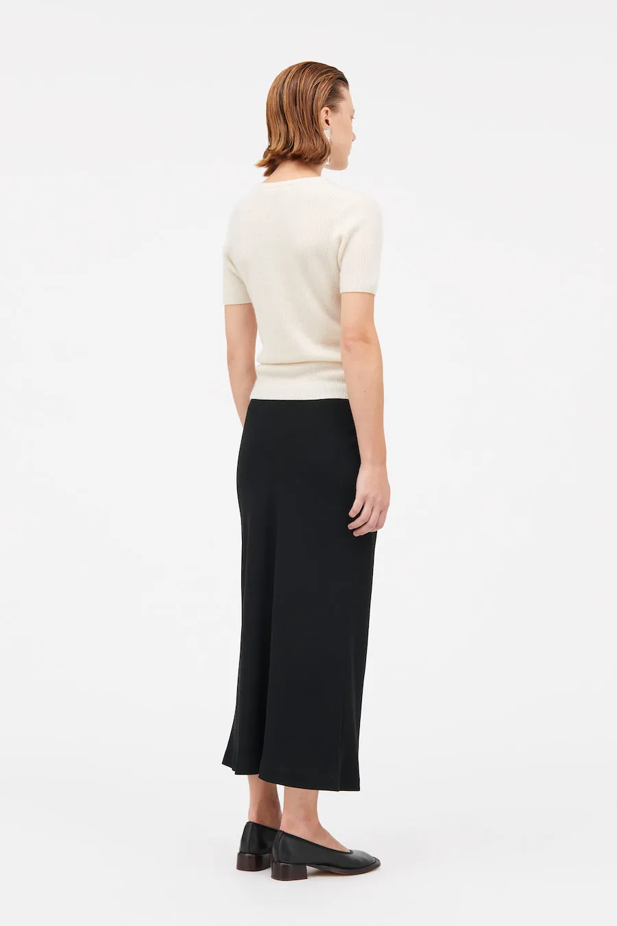 NOELLE CREPE SKIRT: BLACK