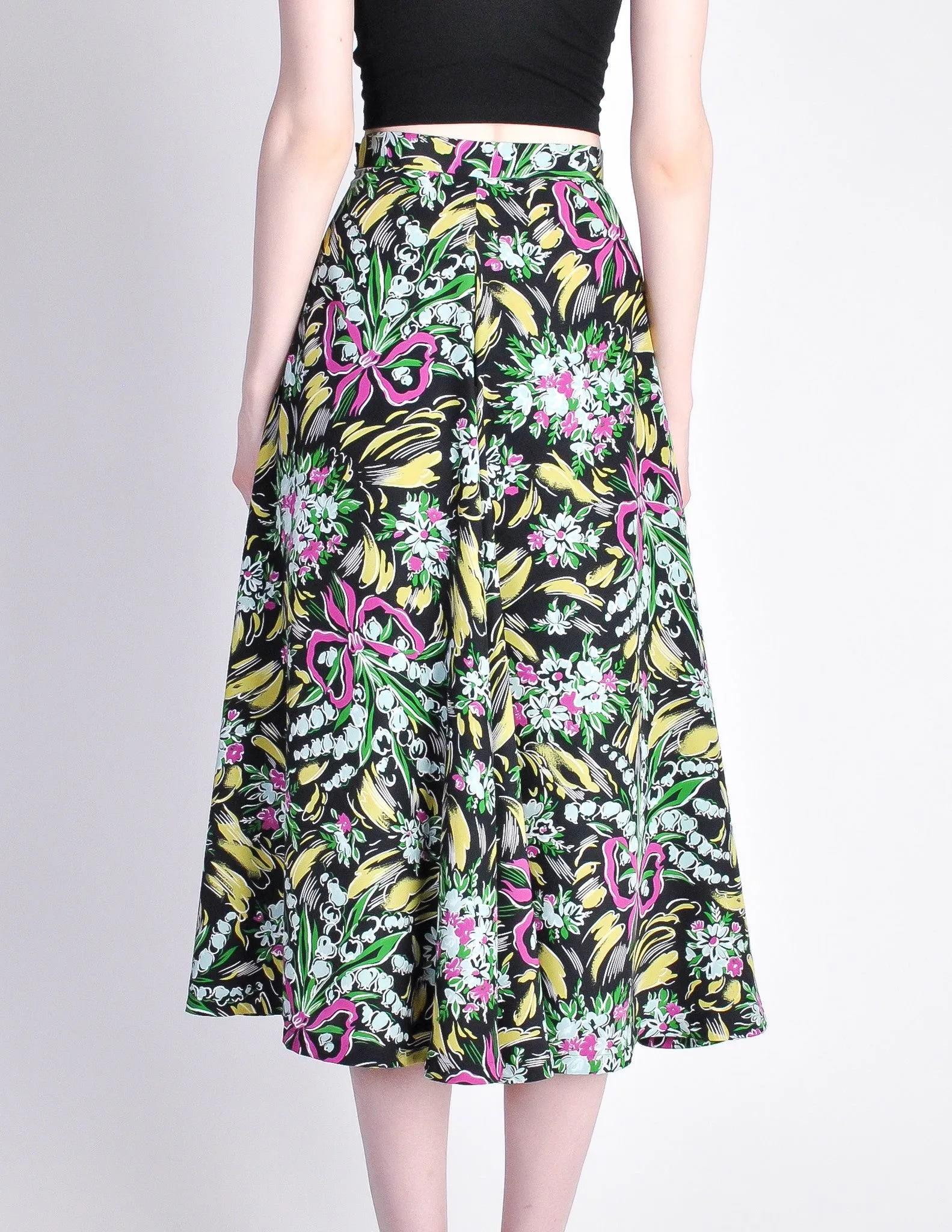 Norma Kamali Vintage Floral Bouquet Circle Skirt