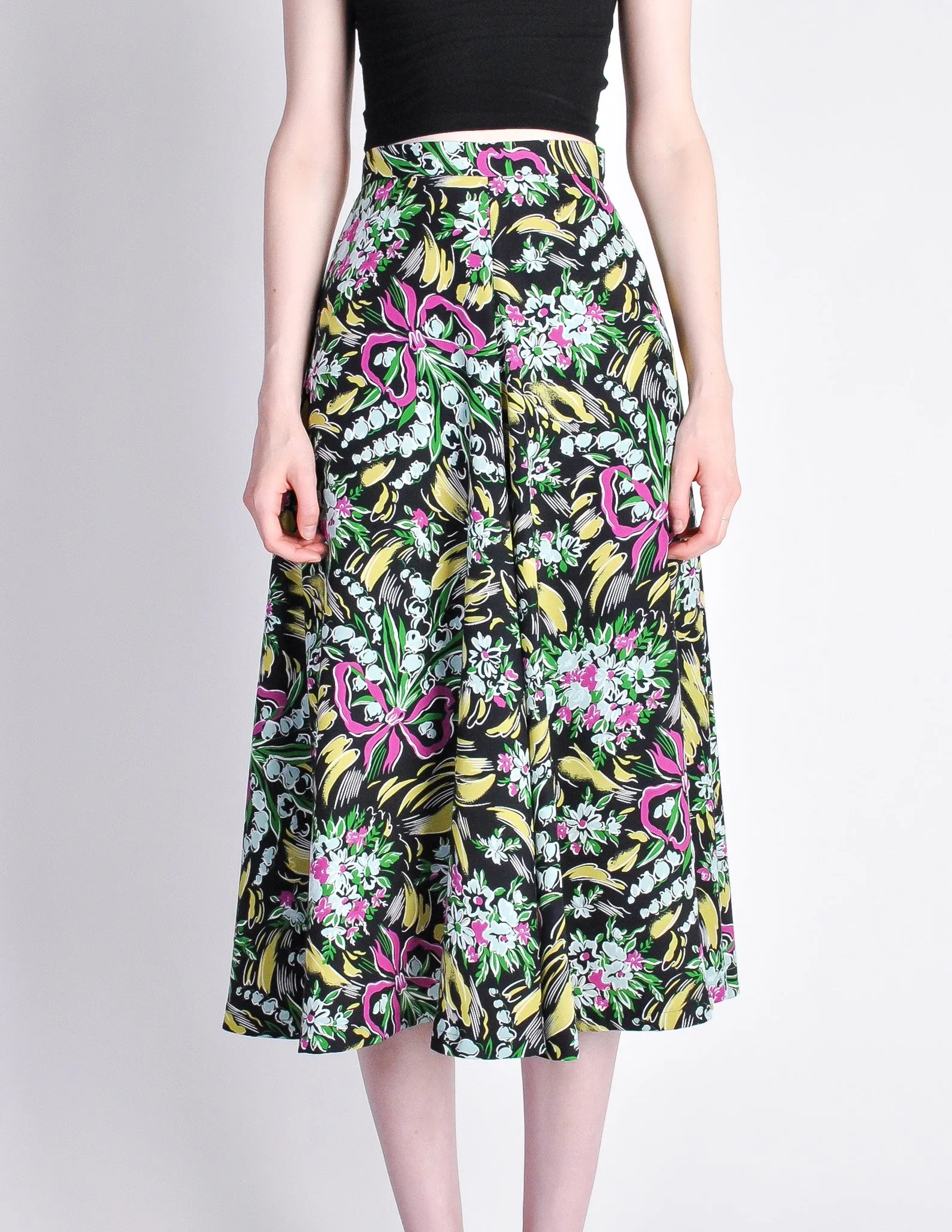 Norma Kamali Vintage Floral Bouquet Circle Skirt