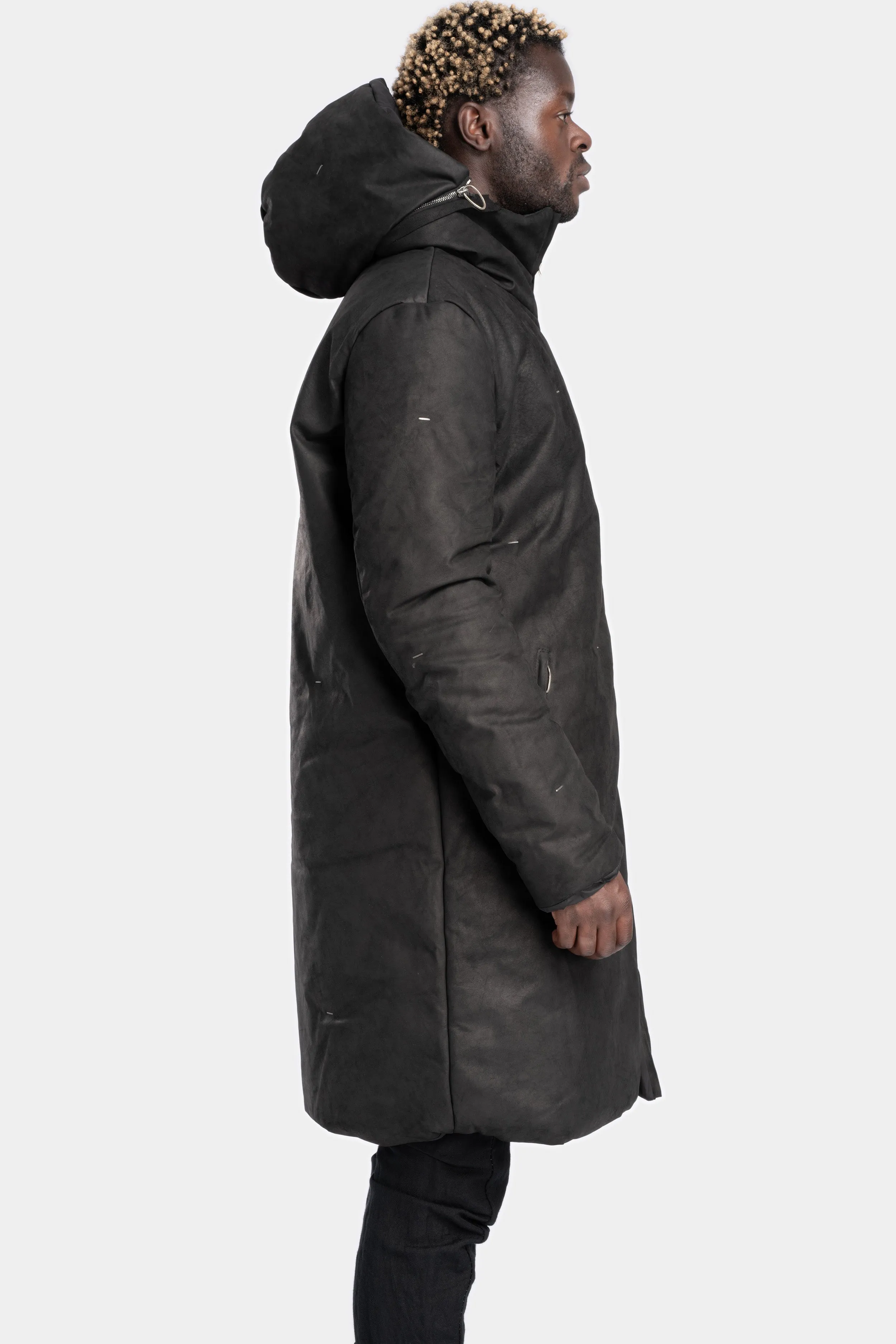 Padded leather parkas