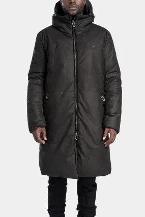 Padded leather parkas