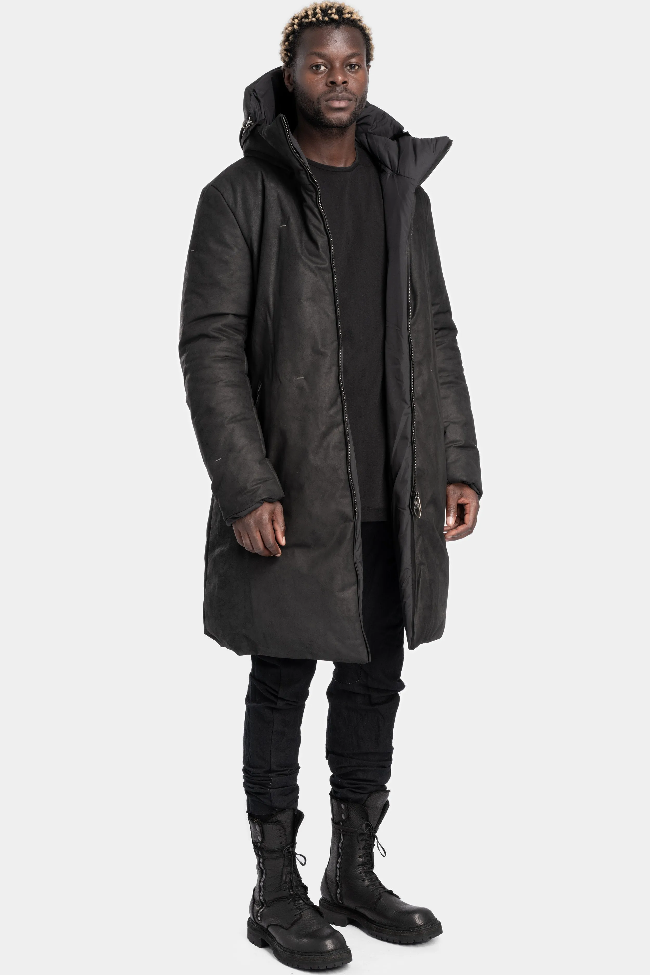 Padded leather parkas