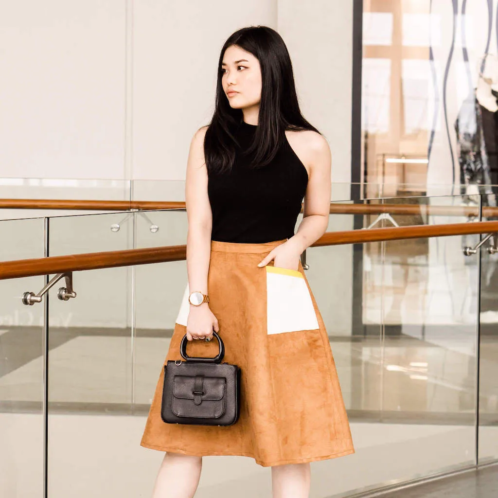 Paneled Pocket Midi Skirt