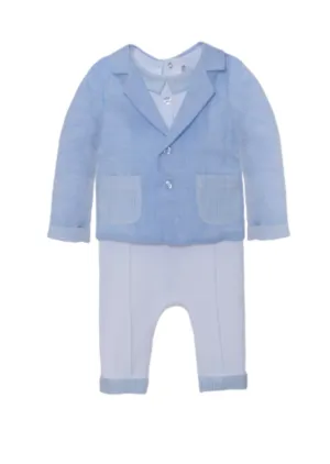 Patachou Baby Boys Special Occasion Blue & White Playsuit Set