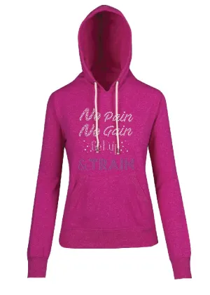 Personalised Sequin 'NO PAIN NO GAIN' Hoodie